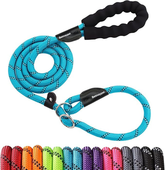 Slip Leads Dog Leash - 4/5/6/8/10 FT Heavy Duty Training Leashes - Reflective & Comfortable Handle for Small Medium Large Dogs (1/2''- 6FT, Blue)