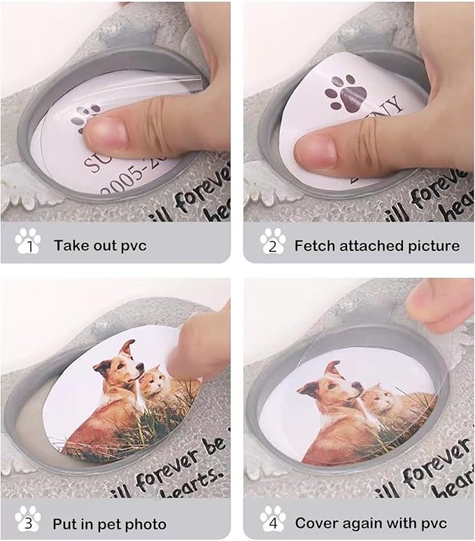 Pet Memorial Stones for Dog or Cats,Loss of Dog Sympathy Gift Indoor Display,Pet Grave Markers Dog Bereavement Gifts Outdoor Tombstone Heart Shaped Carve "You will forever be in our heart"