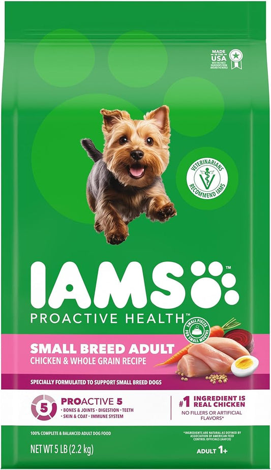 IAMS Proactive Health Small Breed Adult Dry Dog Food Chicken & Whole Grain Recipe, 5 lb. Bag