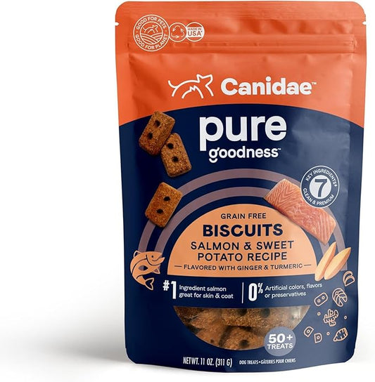 Canidae Pure Dog Treat Biscuits with Salmon & Sweet Potato, 11 oz, Grain Free