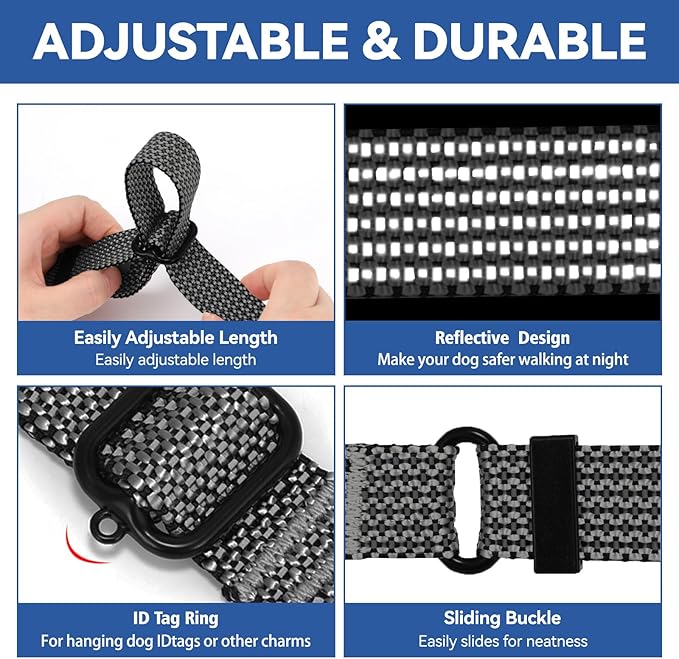 Martingale Dog Collars Adjustable Training Martingale Collar for Dogs - Reflective No Pull Dog Collar with Quick Release Buckle (Army Green, Extra Large)