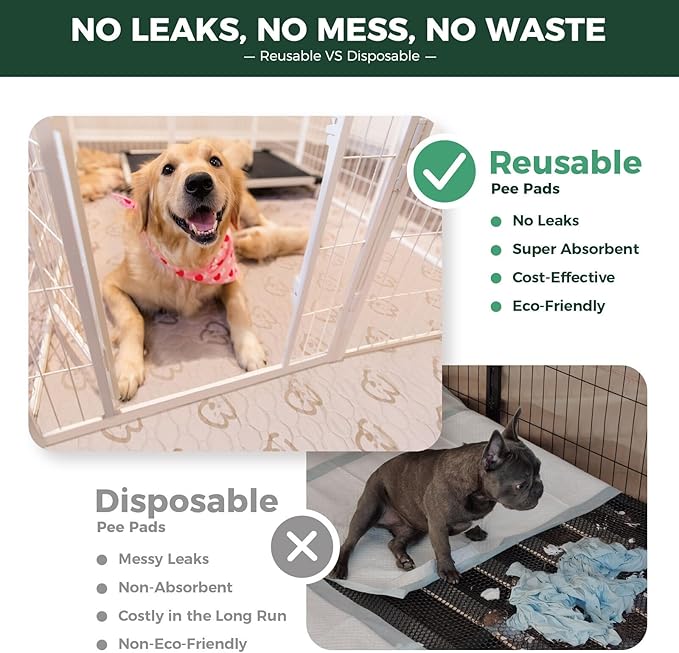 FXW Washable Pee Pads for Dogs, Leak-Proof & Non-Slip, Specifically Designed for Potty Training, 39" Square, Khaki, 1 Pack