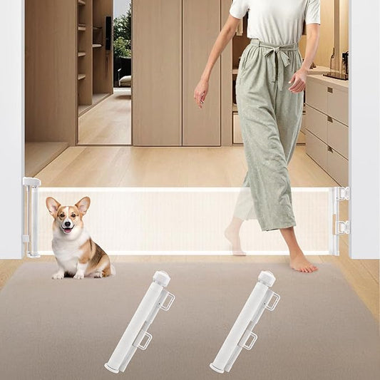 2pcs Short Dog Gate Pet Gates 14" H Puppy Gate, Retractable Extends to 59 Inches for Stairs & Doorways Hallways