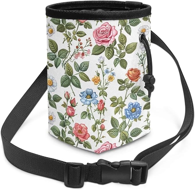 Flowers Animal Walking Snack Container Dog Treat Bag Pet Treat Pouch, Dog Trainer Essentials Supplies Treat Snack Bags for Training Doggie Puppy