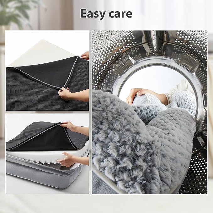 Orthopedic Dog Beds for Large Dogs,42x30 Inch Extra Large Dog Bed, Egg Crate Foam Bed for Large Dogs, Big Pet Bed with Washable Removable Waterproof Pillow Cover and Anti-Slip Bottom, Grey