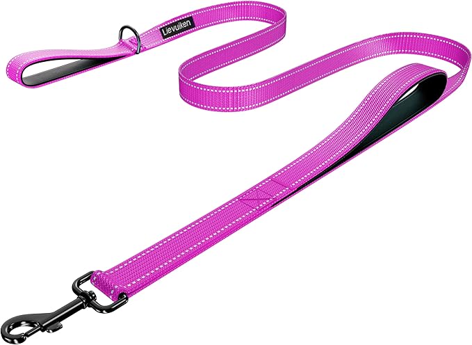 Dog Leash 5ft Long, Double Handle Dog Leash for Safety Control Training, Heavy Duty Dog Leads with Traffic Padded Handles, Reflective Leashes for Small Medium Large Dogs(5ft, Rosered)