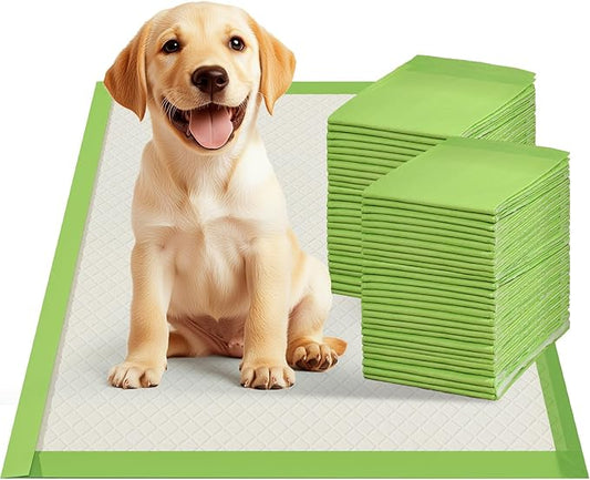 Gardner Pet Dog Pee Pads Rugular 21.7"x21.7", Thicker ECO Green Small Disposable Puppy Training Pads Super Absorbent Full Edge-Wrapping Pad for Dogs, Puppies, Doggies, Cats-(50 Count)
