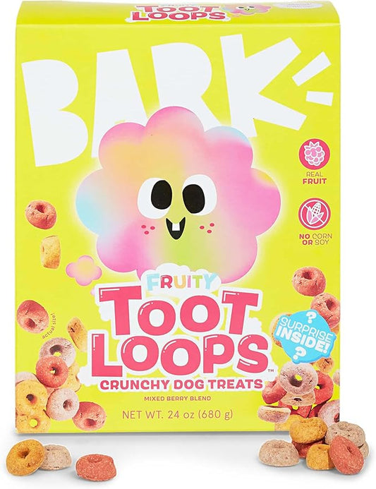 Barkbox Fruity Toot Loops-Real Mixed Berry Flavor with Real Fruit, Nutritious Grains, No Corn or Soy-24 oz Box