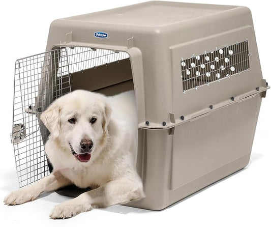 Petmate Ultra Vari Dog Kennel - Portable Crate for Extra Large Dogs 90-125 lbs - Airline-Friendly - Heavy-Duty Plastic Shell - For Home and Travel - Made in USA - 48 Inches - Taupe