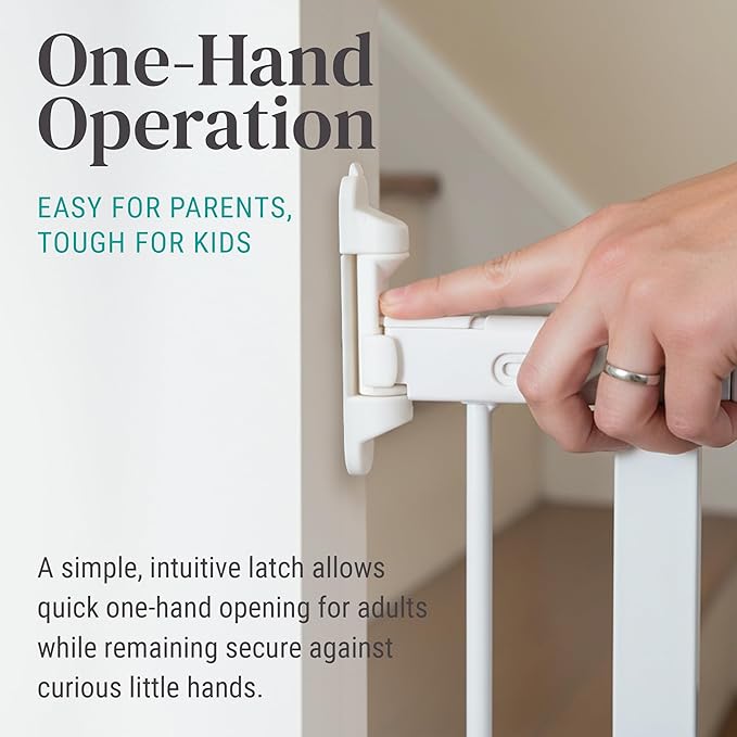 KidCo 28-42.5" Angle Mount Safeway Angeled Baby Gate for Stairs with Banister or Uneven Walls | No-Trip Top of Stairs Baby Gate No Bottom Bar | Quick-Release Mounted Hardware (White)