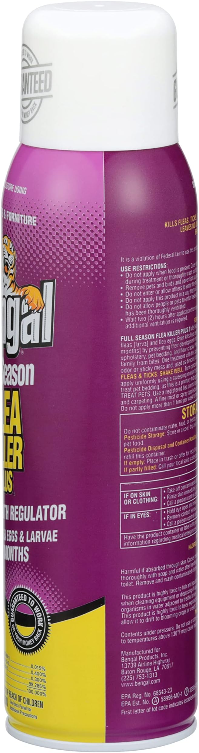 Bengal Full Season Flea Killer Plus, Flea and Tick Aerosol Spray with Insect Growth Regulator, 2-Count, 16 Oz. Aerosol Cans