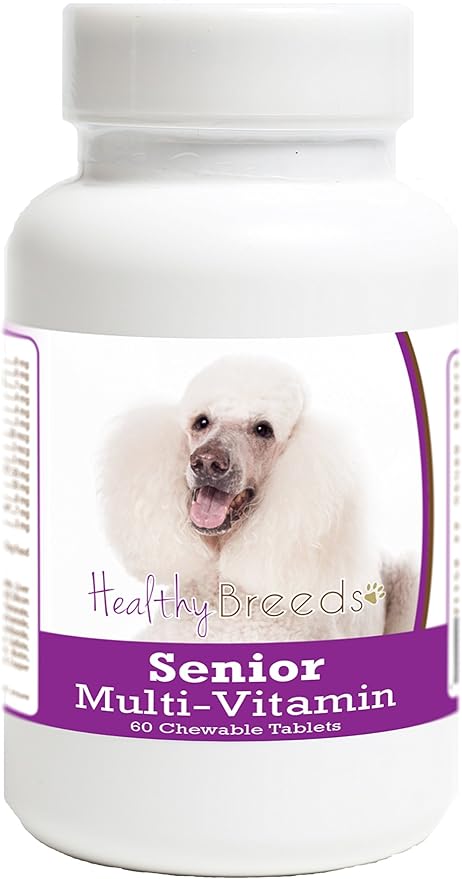 Healthy Breeds Older Dog Supplement for Poodle, White - OVER 200 BREEDS - Veterinarian Formulated Daily Dietary Chewable Tablet - 60 Chews