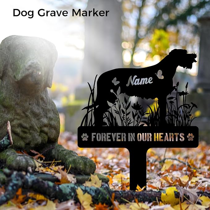 Custom Irish Wolfhound Wolfie Dog Memorial Stake, Personalized Dog Grave Marker, Metal Pet Tombstone, Outdoor Sympathy Sign for Garden Yard Decor, Pet Loss Gift