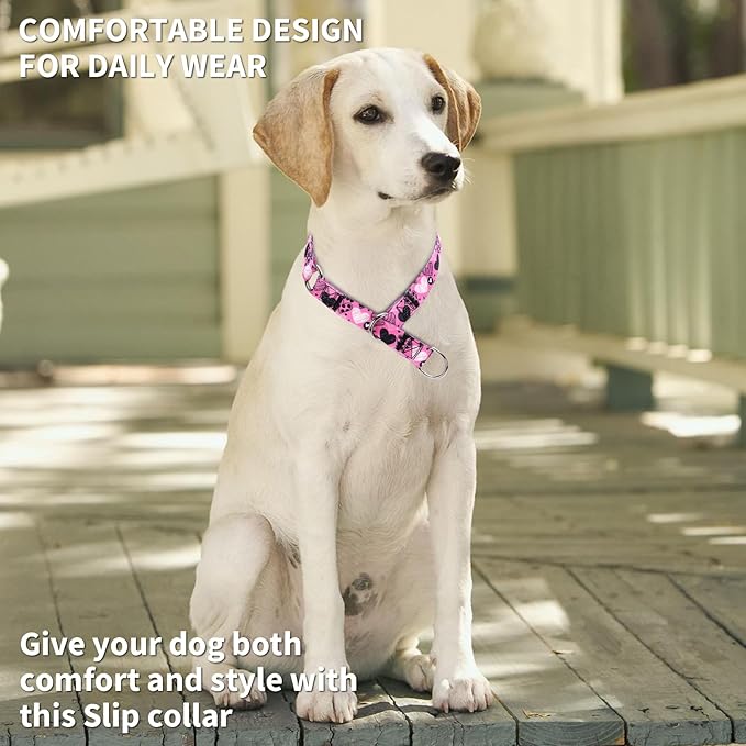 Training Dog Collar, No Pull Martingale Collar, Slip Collar with Slidable Stop Ring for Small, Medium, Large Dogs (NO3, L)