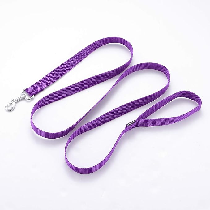 Strong Durable Nylon Dog Training Leash, 1 Inch Wide Traction Rope, 6 ft Long, for Small and Medium Dog (Purple, 6 Feet)