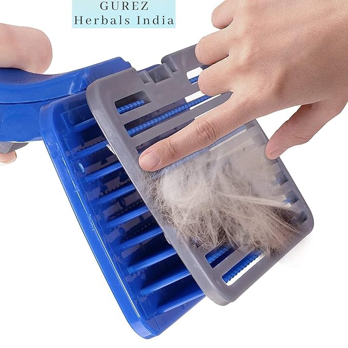 Pet Grooming Slicker Dogs, Cats, Rabbit & Goat, Long & Short Hair, Shedding Massage Brush for Pets, Rectangle Head & Curved Handle Pet Comb (Size: Large_Color Blue_Pack of 1)