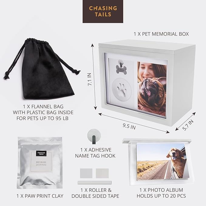 Pet Urns for Dogs - Dog Urns for Ashes, Suitable for All Pets - Includes Paw Print Kit, Picture Frame and Photo Book for a Lasting Tribute and Cherish Precious Memories