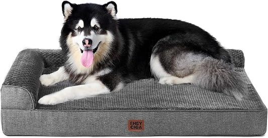 EHEYCIGA XXL Dog Bed Memory Foam, Orthopedic Giant Dog Bed Jumbo with Washable Removable Cover, Waterproof Pet Sofa Couch with Nonskid Bottom, 48x35x7.5, Dark Grey