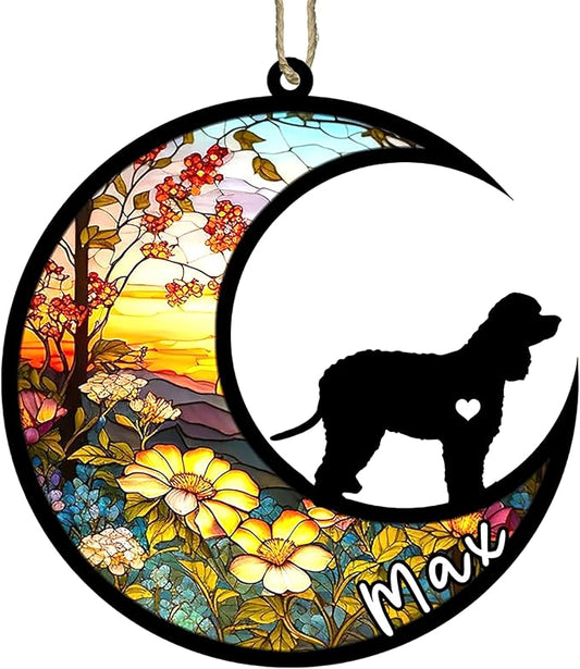 Personalized Dog Memorial, Custom Name Irish Water Spaniel Dog Christmas Ornament with Name, Custom Breeds, Pet Loss Light Catcher, Gifts for Lovers Loss of Pet Sympathy on Mothers Day Christmas