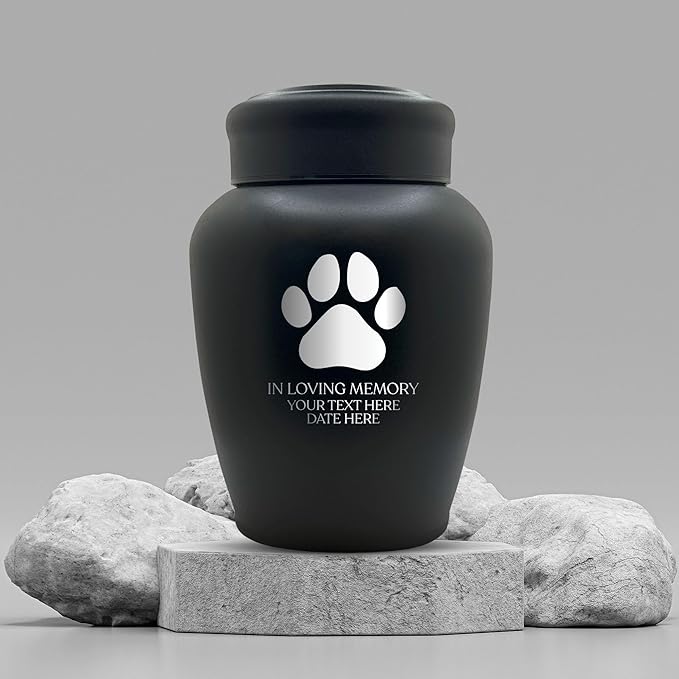 Personalized Custom Dog Urn Engraved Dog Name and Date - Stainless Steel Large Cremation urns for Dogs Ashes with Airtight Closure | up to 150 lbs Capacity | Dog Paw
