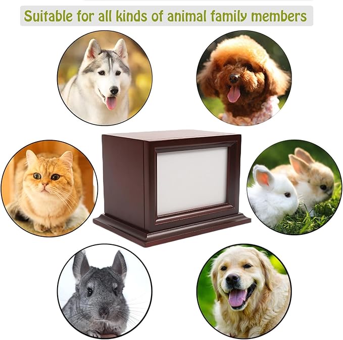 Wooden Pet Memorial Keepsake Urns for Small/Medium Dogs & Cats （Small）, Photo Box Pet Cremation Urn，Cremation Urns for Dogs Ashes，Cat Urn，Loss Pet Sympathy Remembrance Gift