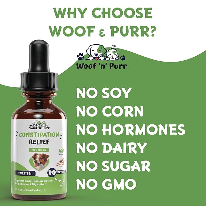 Constipation Relief for Dogs - Dog Constipation Relief - Dog Constipation - Dog Laxative for Constipation - Dog Laxative - Laxative for Dogs - Dog Laxative for Blockage - 1 fl oz - Bacon Flavor