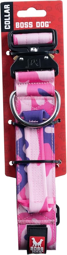 Boss Dog Tactical Collar, Pink Camo, X-Large