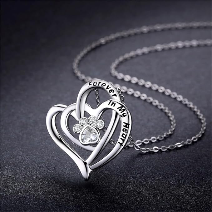 Cynlsum Dog Memorial Gifts Remembrance Necklace: Loss of Dog Sympathy Gift Heart Shape Pet Necklace for Women Pet Lovers Puppy Bereavement Gift Keepsake Passing Away Gifts