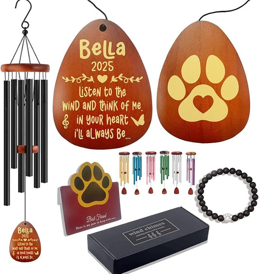 Personalized Dog Memorial Gifts for Loss of Dog, Custom Pet Memorial Wind Chime, Pets Loss Passing Away Remembrance Bereavement Gift, Custom Sympathy Gifts of Pet
