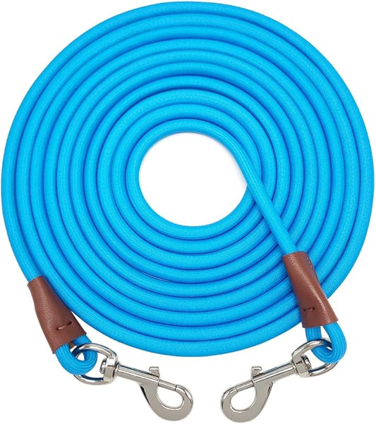 30FT Tie Out Rope Dog Leash, Long Tether 10-15-20-30 FT Dog Tie Down Nylon Check Cord for Medium Large Dogs Outdoor Playing Camping Backyard (Blue, 3/8")
