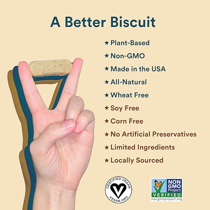 Benefit Biscuits, All Natural Dog Treats, Certified Vegan, Non GMO, Wheat Free, Healthy Dog Biscuits, Made in USA (Mint, 7oz Bag)
