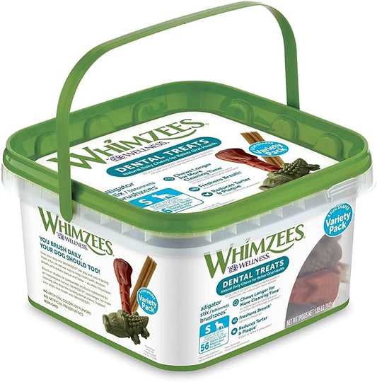 Whimzees Wellness Variety Pack Dog Dental Treats, Small Size, (56 Count)