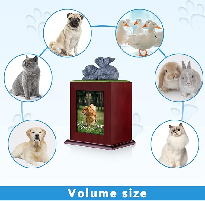 NEWDREAM Pet Cremation Urns pet urns for Large Dogs Ashes Dog Ashes Urn, Box for Dog Ashes, Pet Ashes Photo Box,Ash Box for Dogs, Wood Keepsake Memorial Urns (Dog)