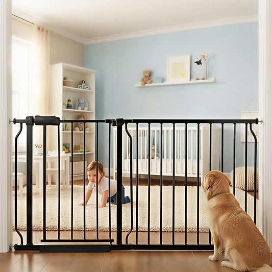 Extra Wide 57.5-62 Inch Large Baby Gates for Stairs, Doorways - No Drilling, Pressure Mounted Pet Gates for Kids & Dogs