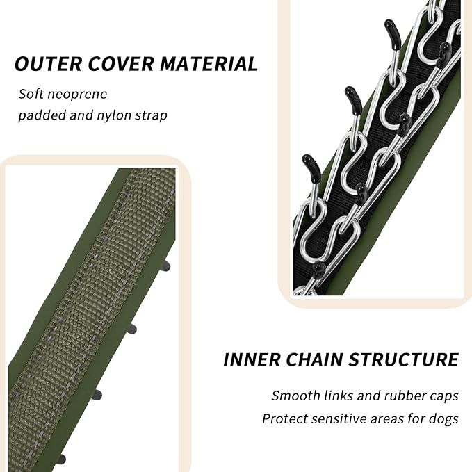 Martingale No Pull Dog Collar for Large Medium Small Dogs, Heavy Duty Nylon Reflective Adjustable Anti Pull Slip Collar with Buckle for Training Walking S Army Green