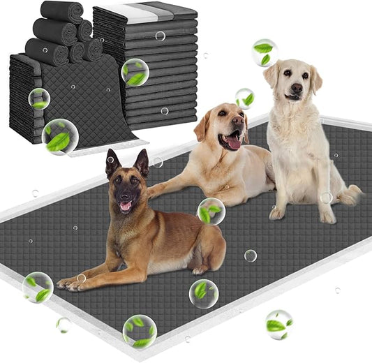 ELEGX Extra Large 31"x47" 30 Odor-Control Super Absorbency Charcoal Pee Pads - Thicken Disposable Potty Pads for Dogs and Cats