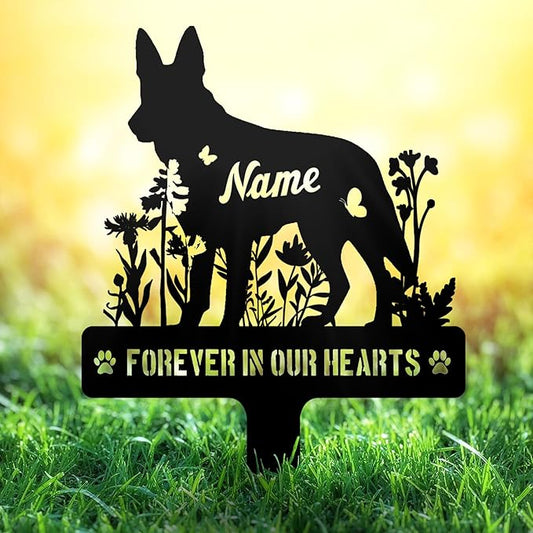 Custom German Shepherd GSD Dog Memorial Stake, Personalized Dog Grave Marker, Metal Pet Tombstone, Outdoor Sympathy Sign for Garden Yard Decor, Pet Loss Gift