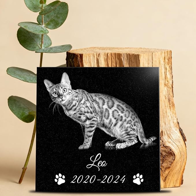 Pet Memorial Stones Personalized Dog Remembrance Gifts, Customized Cat Picture Grieving Plaque, DIY Gravestone, Custom Sympathy Photo Gift, Animal Grave Markers, Little Tombstones (10"x10"x0.4")