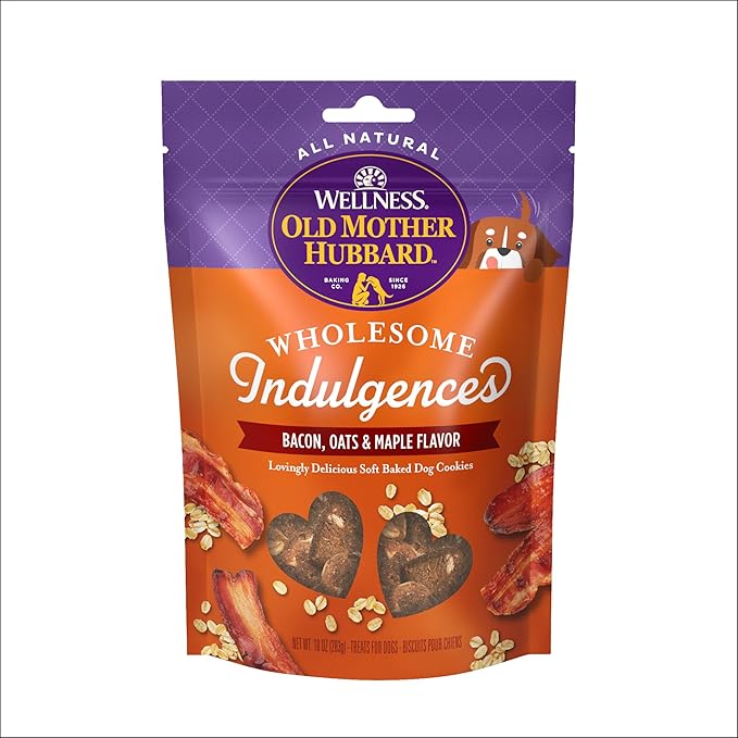 Wellness Old Mother Hubbard Wholesome Indulgences Soft-Baked Dog Biscuits, Natural Treats, Bacon, Oats, and Maple Flavor, 10 oz Bag