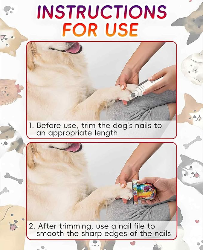 2PCS Dog Nail File, Filer Board for Safe and Easy Nail Care with 8PCS Replaceable Filing Disc