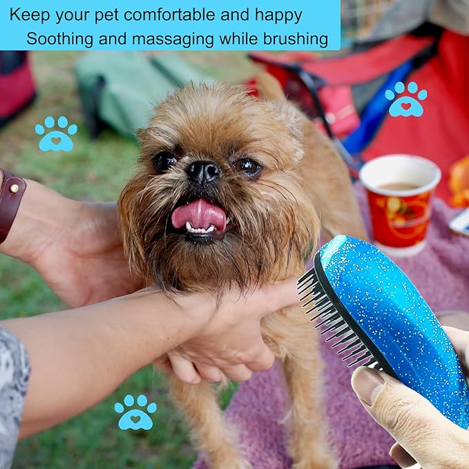 Puppy Brush, Soft Dog Brush for Grooming, Puppy Hair Remover Brush Comb, Grooming Tool for Poodles,Teddy, Yorkies, Maltese, Shih Tzu, Chihuahua, Starsky Blue