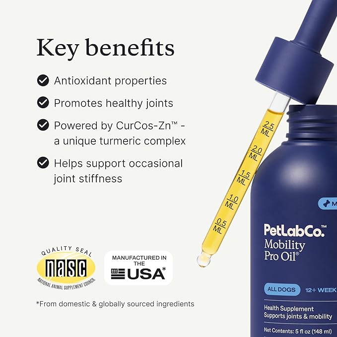 PetLab Co. Joint & Mobility Oil for Dogs – Mobility Pro Oil - Curcumin for Joint Support – Promote Healthy Joints & Flexibility – Easy to Use