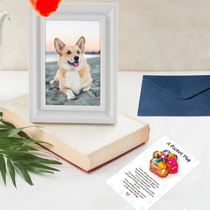 Loss of Pet Sympathy Gift - 2 Pack Colorful Mini Paw Pocket Hug with Memorial Card Envelope Remembrance Bereavement Gift Loss of Dog Cat Sympathy Favor Kid Adult Pet Lover Stress Relief Toy