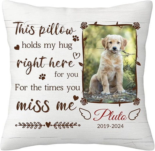 Custom Dog Memorial Throw Pillow with Photo - Personalized Loss of Dog Sympathy Gift for You | Pet Memorial Gifts for Dogs/Cats
