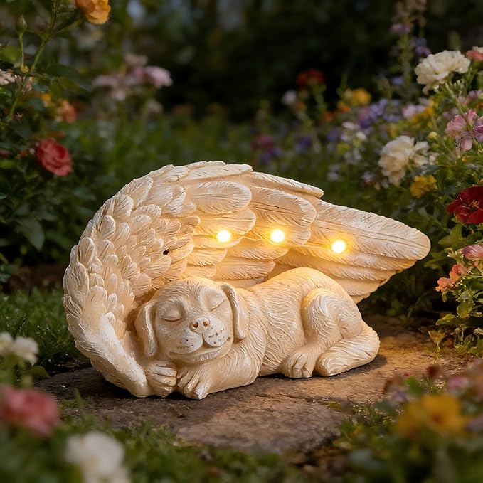 Dog Memorial Gifts – Dog Memorial Gifts for Loss of Dog, Pet Memorial – Forever My Guardian Angel Garden Solar Light & Pet Memorial Stone