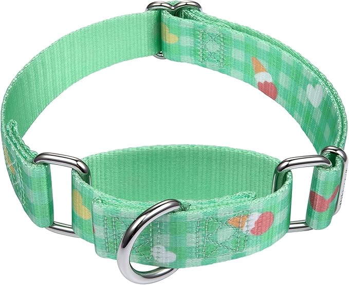 Mikivery Martingale Dogs Collar Plaid 1 inch Sturdy Slip Metal Buckle Collars Cute for Medium and Large Breed for Walking Training Outdoor Daily Use