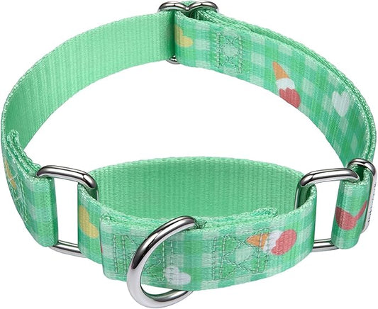 Mikivery Martingale Dogs Collar Plaid 1 inch Sturdy Slip Metal Buckle Collars Cute for Medium and Large Breed for Walking Training Outdoor Daily Use