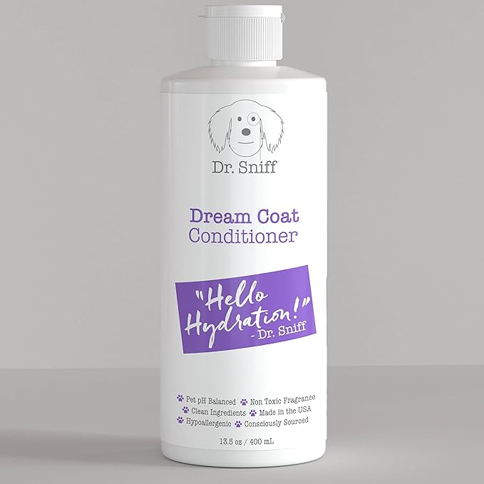 Dr. Sniff Dream Coat Dog Conditioner, Hydrating Coconut Oil Grooming Treatment, Softens Pet Hair & Moisturizes Dry Skin, Made in The USA, 13.5 Oz