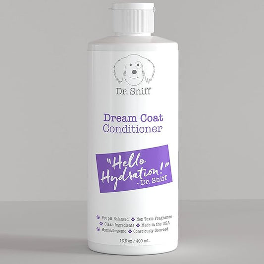 Dr. Sniff Dream Coat Dog Conditioner, Hydrating Coconut Oil Grooming Treatment, Softens Pet Hair & Moisturizes Dry Skin, Made in The USA, 13.5 Oz