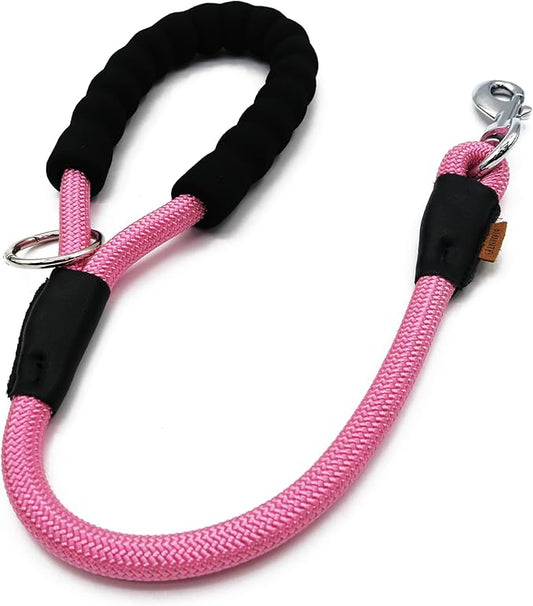 Dog Leash, Braided Rope Traction – Walking Training Lead for Medium/Large Dogs ((1/2") x 2FT, Pink)